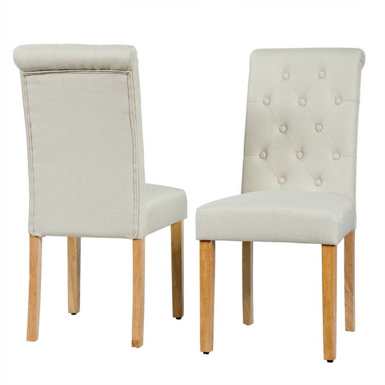 FaFurn Set of 2 Dining Chairs with Wood Legs - Beige