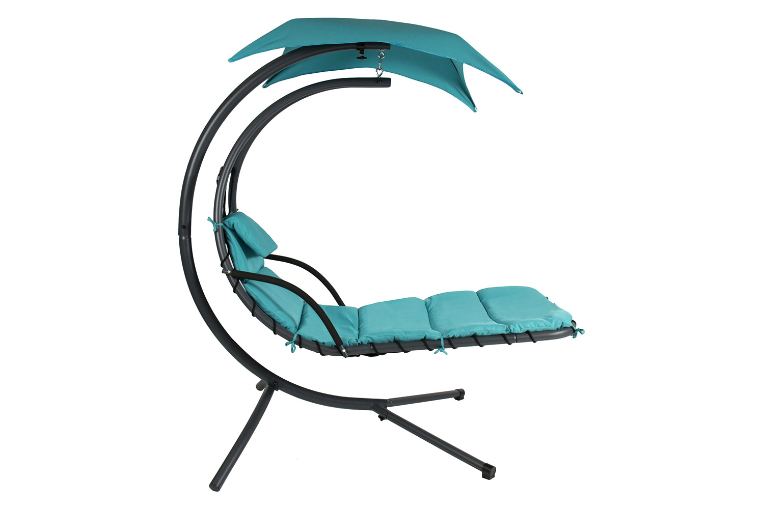 FaFurn - Teal Single Person Sturdy Modern Chaise Lounger Hammock Chair Porch Swing