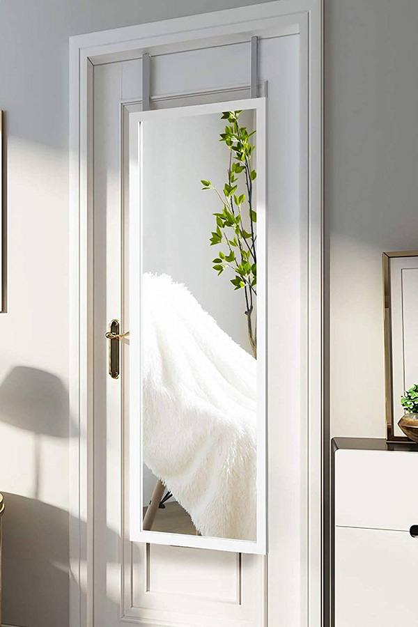 FaFurn Full Length Bedroom Mirror with Over The Door Or Wall Mounted Design - White