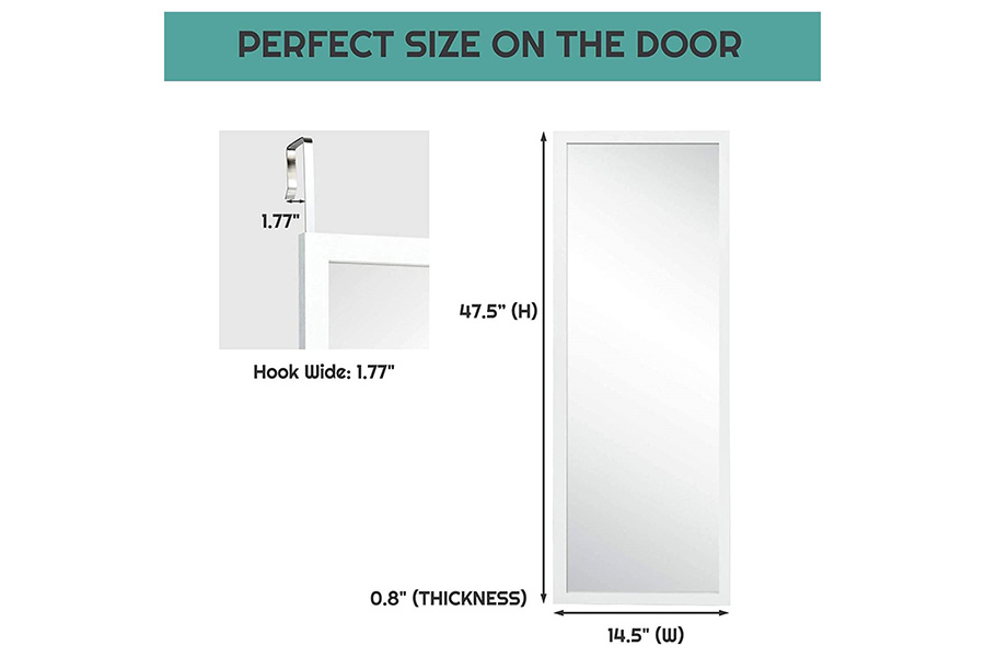 FaFurn Full Length Bedroom Mirror with Over The Door Or Wall Mounted Design - White