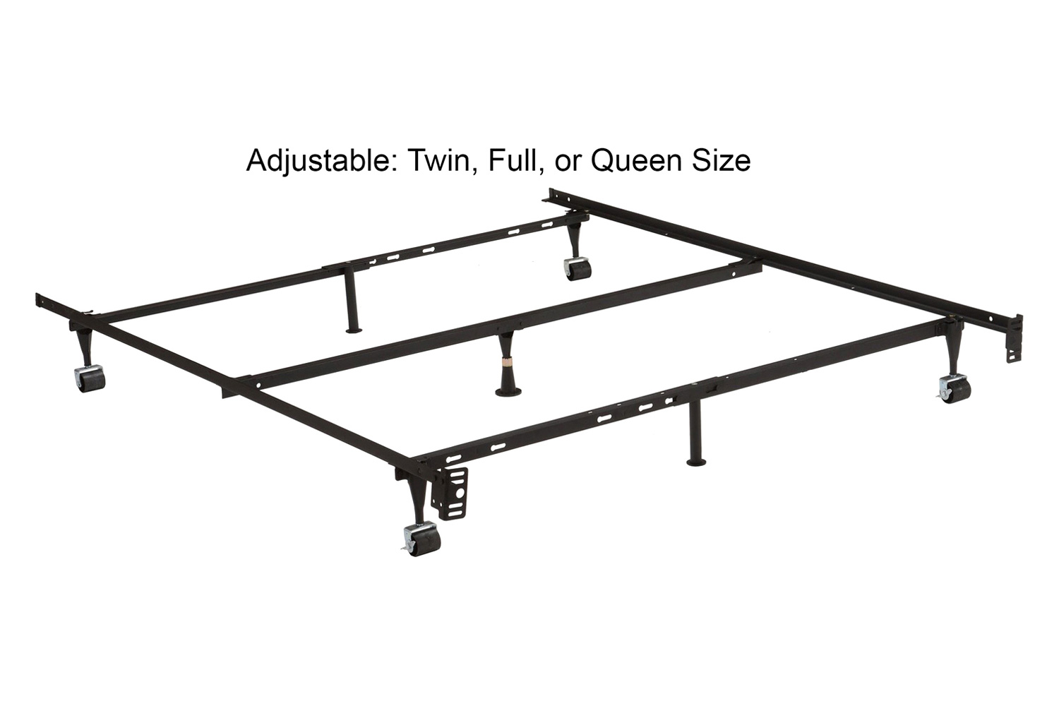 FaFurn - Twin/Full/Queen Sturdy Black Metal Adjustable Bed Frame Withheadboard Brackets