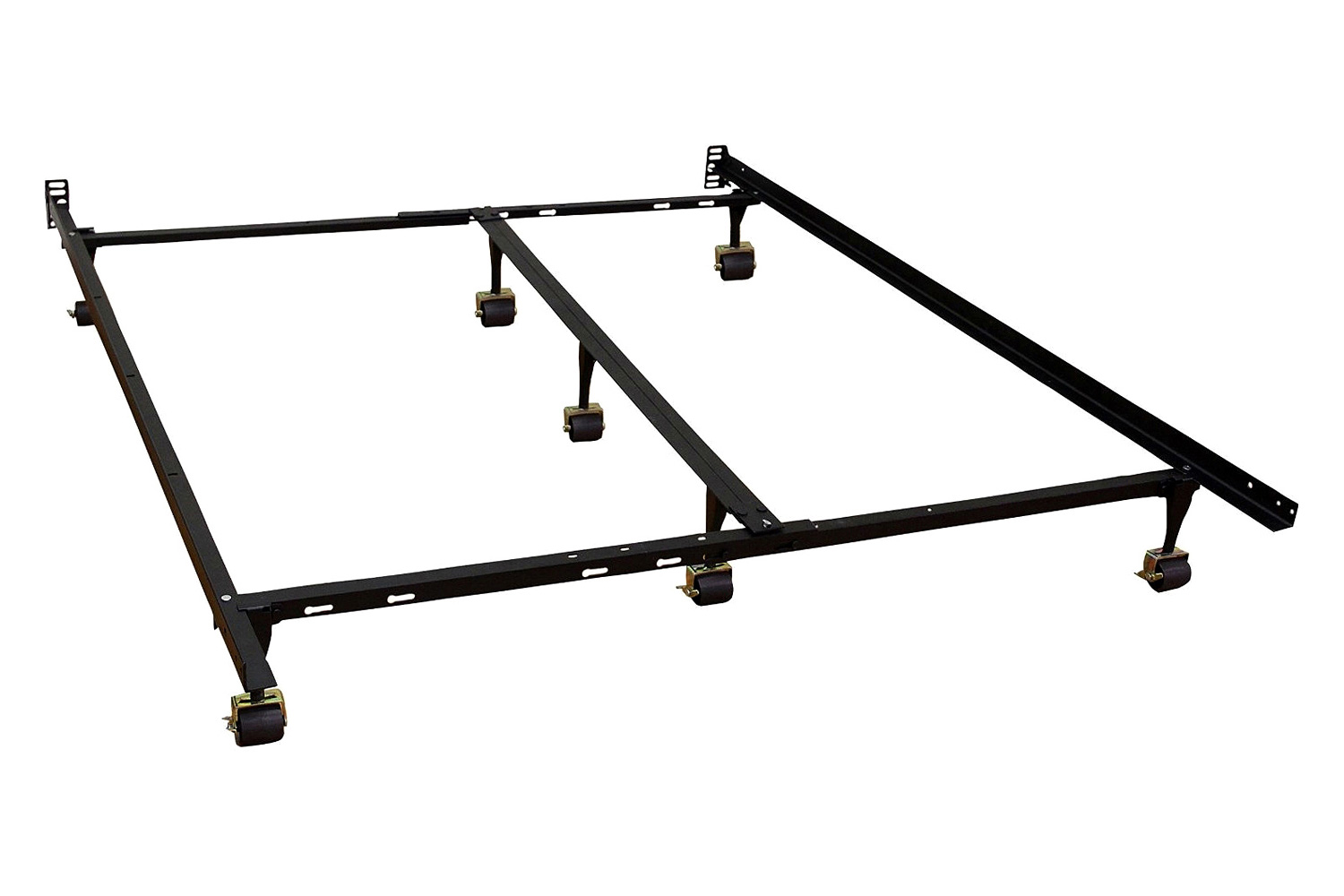 FaFurn - Twin Full Queen King Universal Bed Frame with Headboard Brackets and 7 Casters