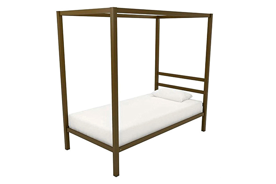 FaFurn - Twin Size Modern Steel Canopy Bed Frame in Gold Metal Finish