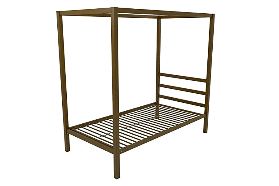 FaFurn - Twin Size Modern Steel Canopy Bed Frame in Gold Metal Finish