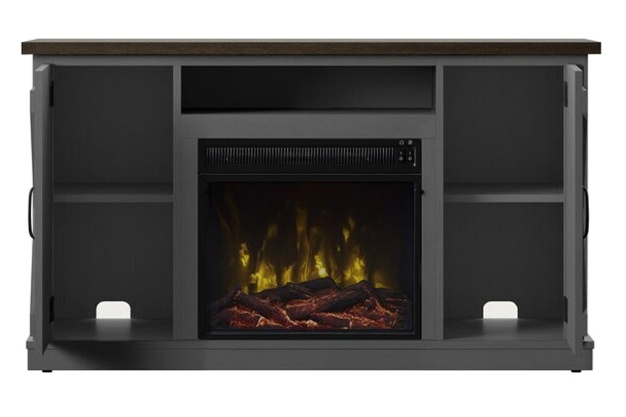 FaFurn Farmhouse TV Entertainment Electric Fireplace - Rustic Gray/Espresso