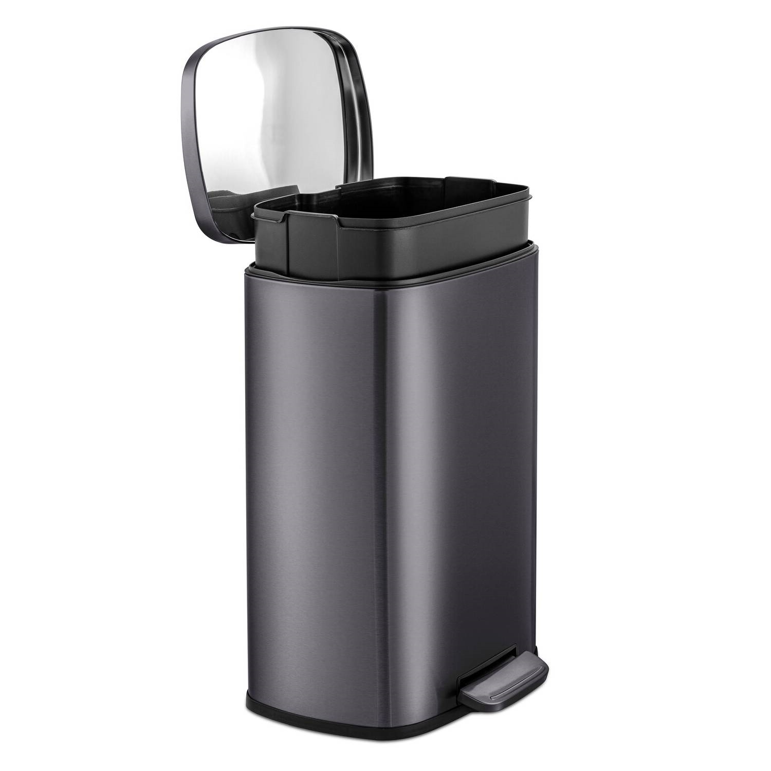 FaFurn 13 Gallon Trash Can with Step Open Lid - Black