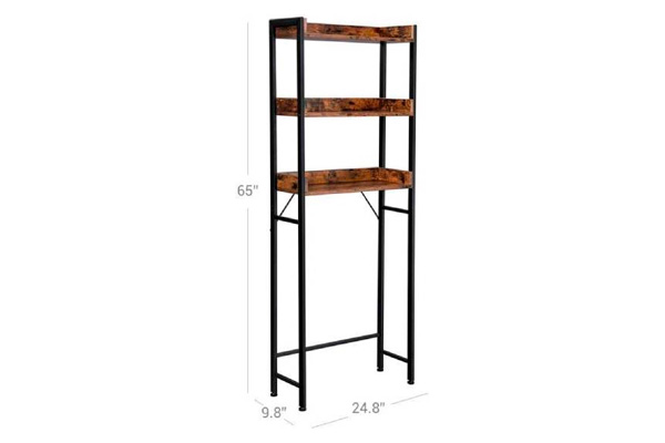 FaFurn - Rustic Farmhouse 3-Tier Shelving Unit in Brown/Black, Wood/Metal