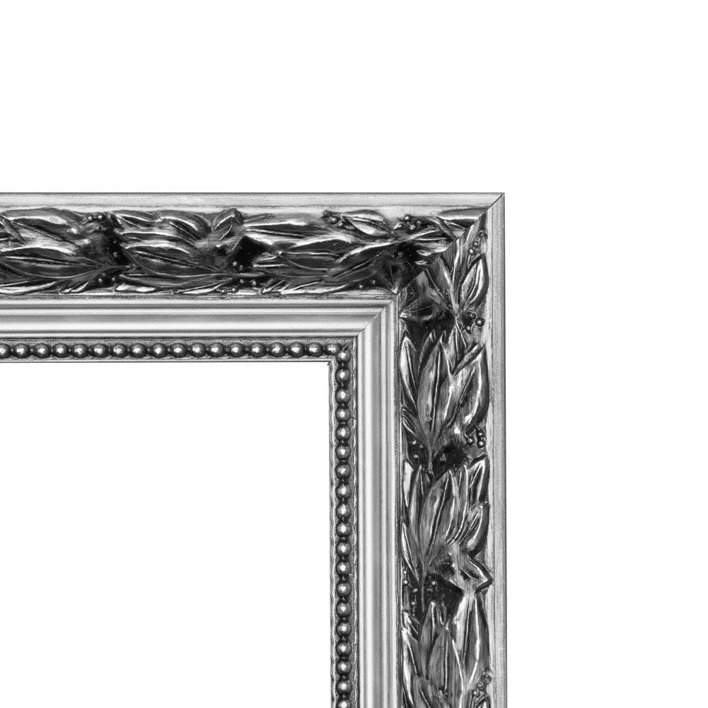 FaFurn™ Mirror with Baroque Style Wood Frame - Silver