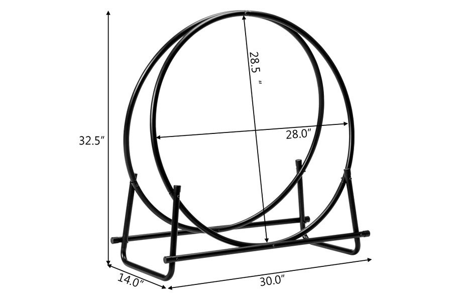 FaFurn Round Circular Steel Hoop Firewood Log Storage Rack - 30"