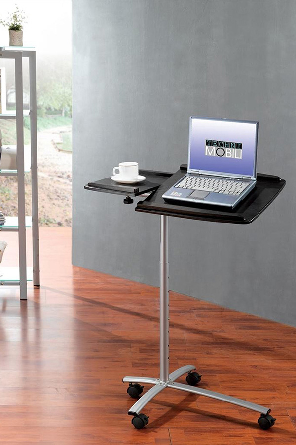 FaFurn - Adjustable Laptop Computer Cart Desk Stand in Graphite Wood Grain