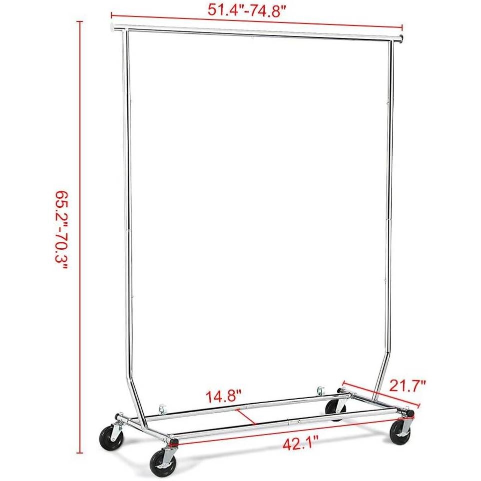 FaFurn - Garment Rack Clothes with Locking Swivel Wheels in Silver, Iron