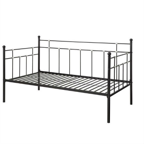 FaFurn - Twin Size Daybed Frame with Chrome Detailing in Black, Metal