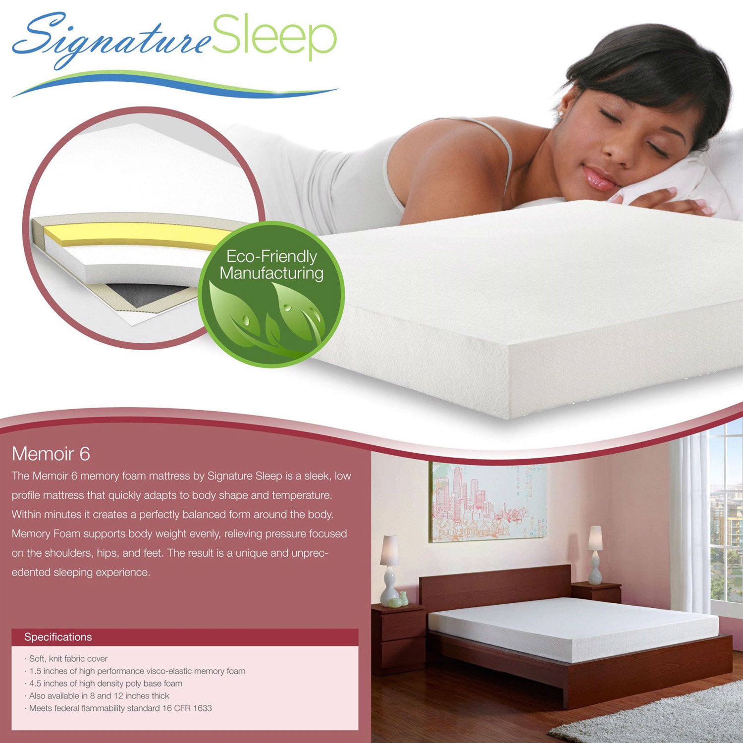 FaFurn Memory Foam Hypo-Allergenic Mattress - Twin Size