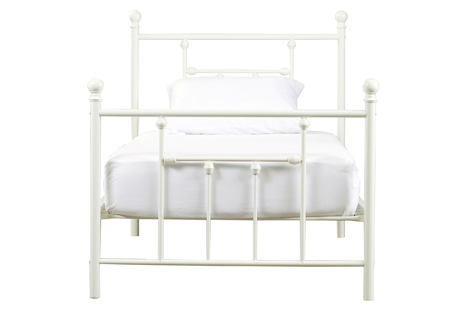 FaFurn - Twin Size White Metal Platform Bed Frame with Headboard and Footboard