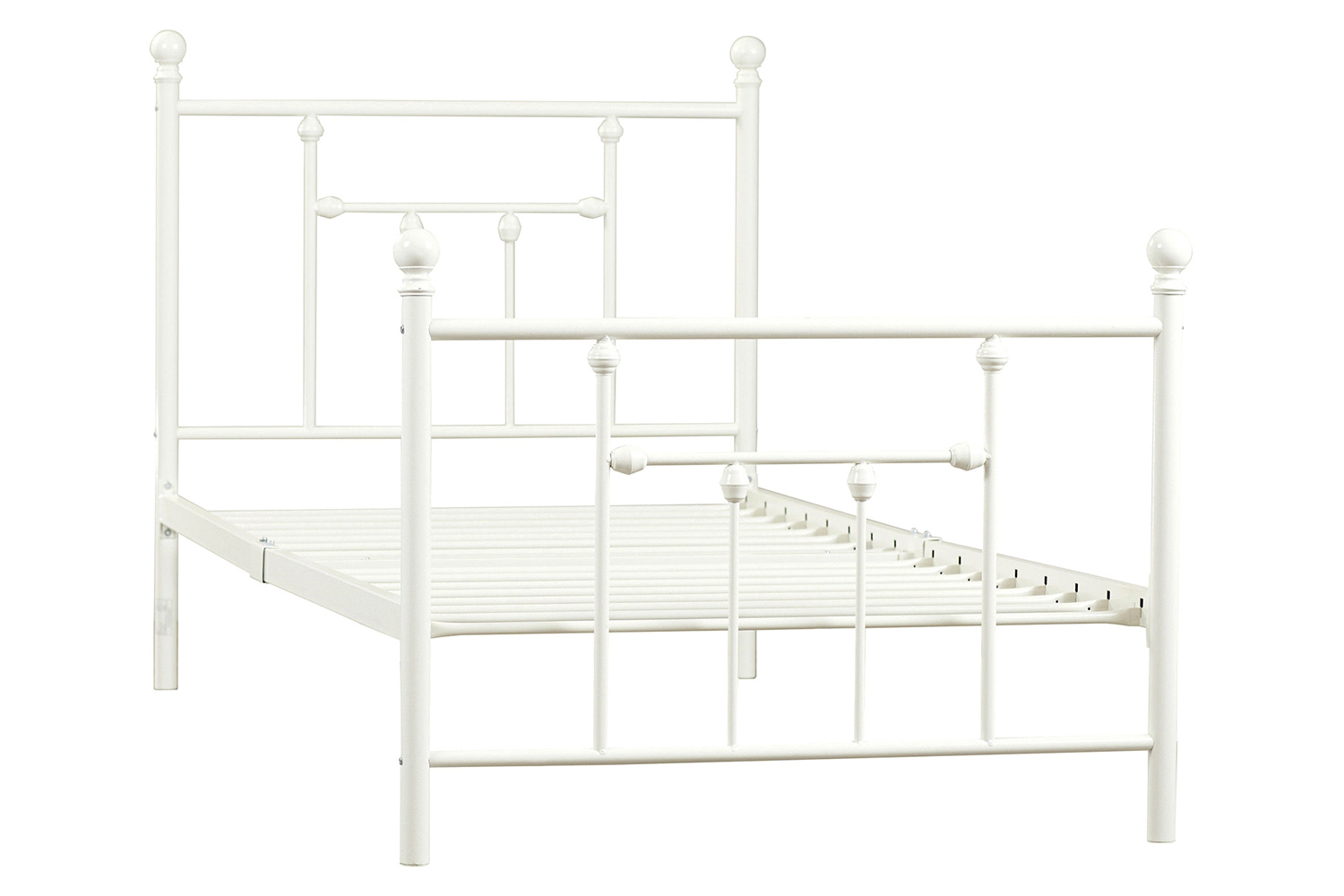 FaFurn - Twin Size White Metal Platform Bed Frame with Headboard and Footboard