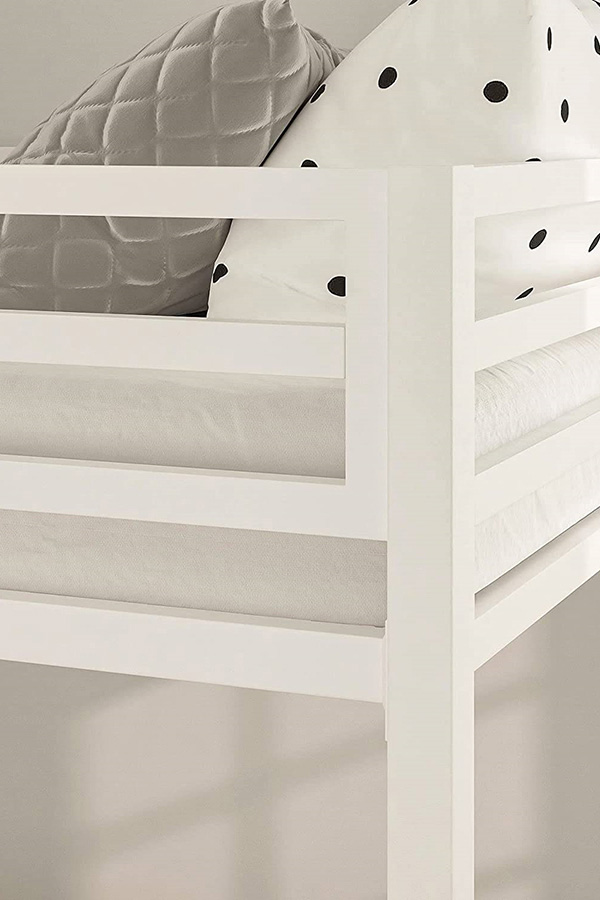 FaFurn Twin Over Twin Modern Metal Bunk Bed Frame with Ladder - White