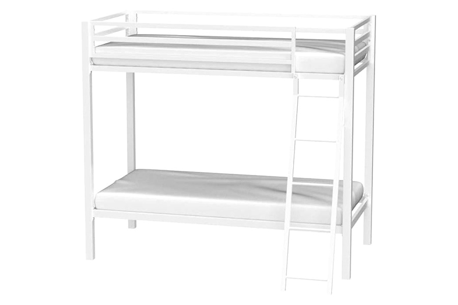 FaFurn Twin Over Twin Modern Metal Bunk Bed Frame with Ladder - White