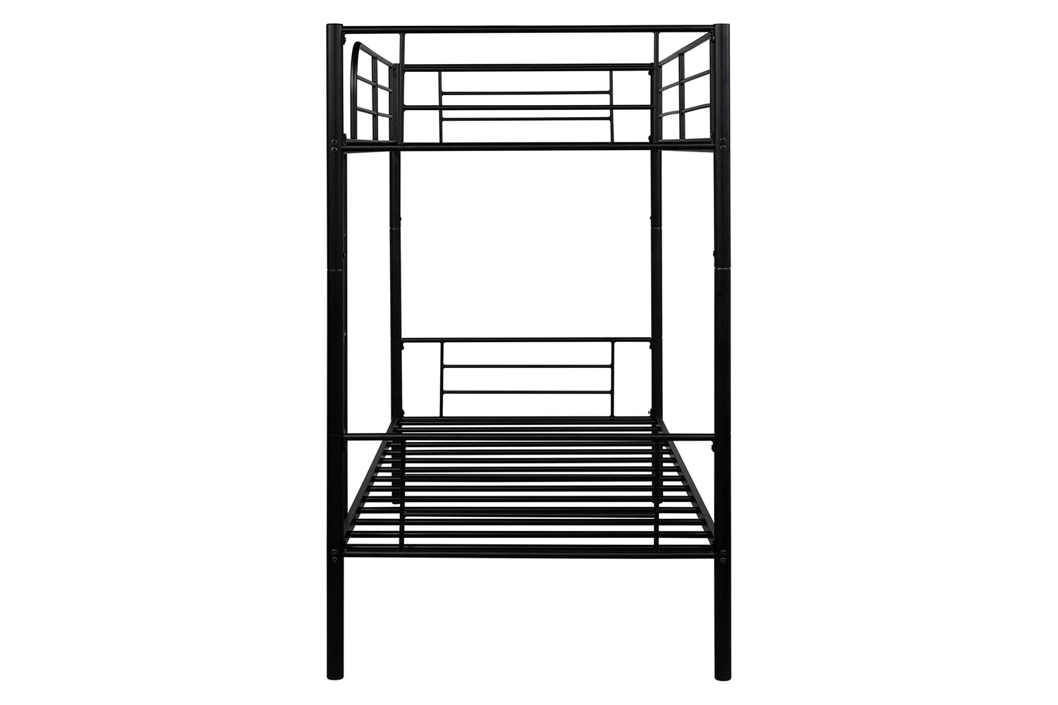 FaFurn - Twin Over Twin Bunk Bed with Trundle Bed in Black Metal Finish