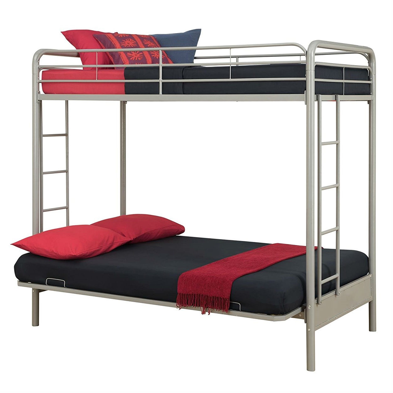 FaFurn Twin Size Bunk Bed - Silver, Futon/Metal