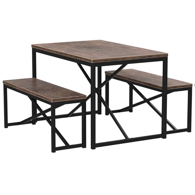 FaFurn 3-Piece Modern Dining Set - Dark Walnut, Wood