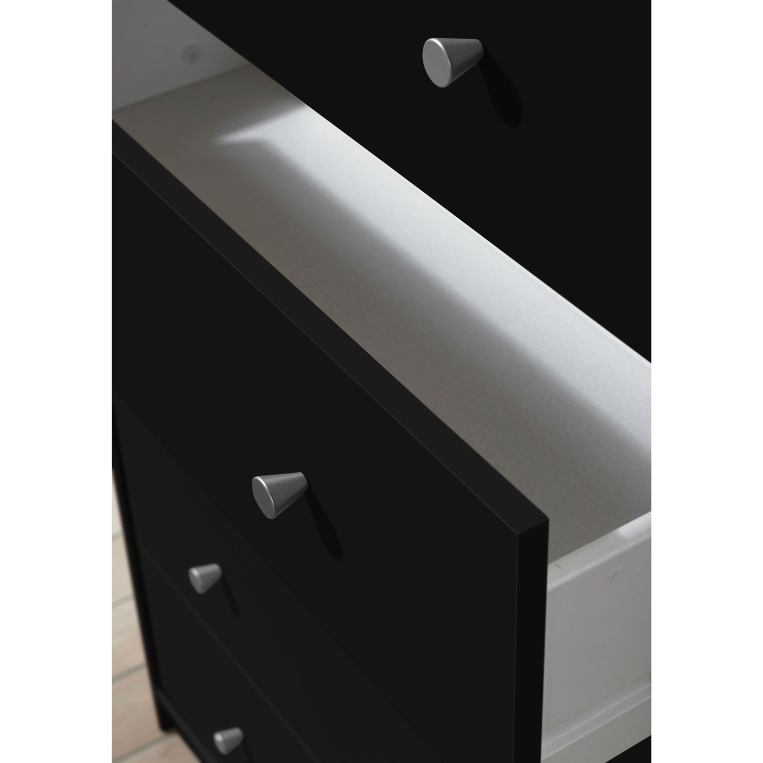 FaFurn - Modern 5-Drawer Chest in Black