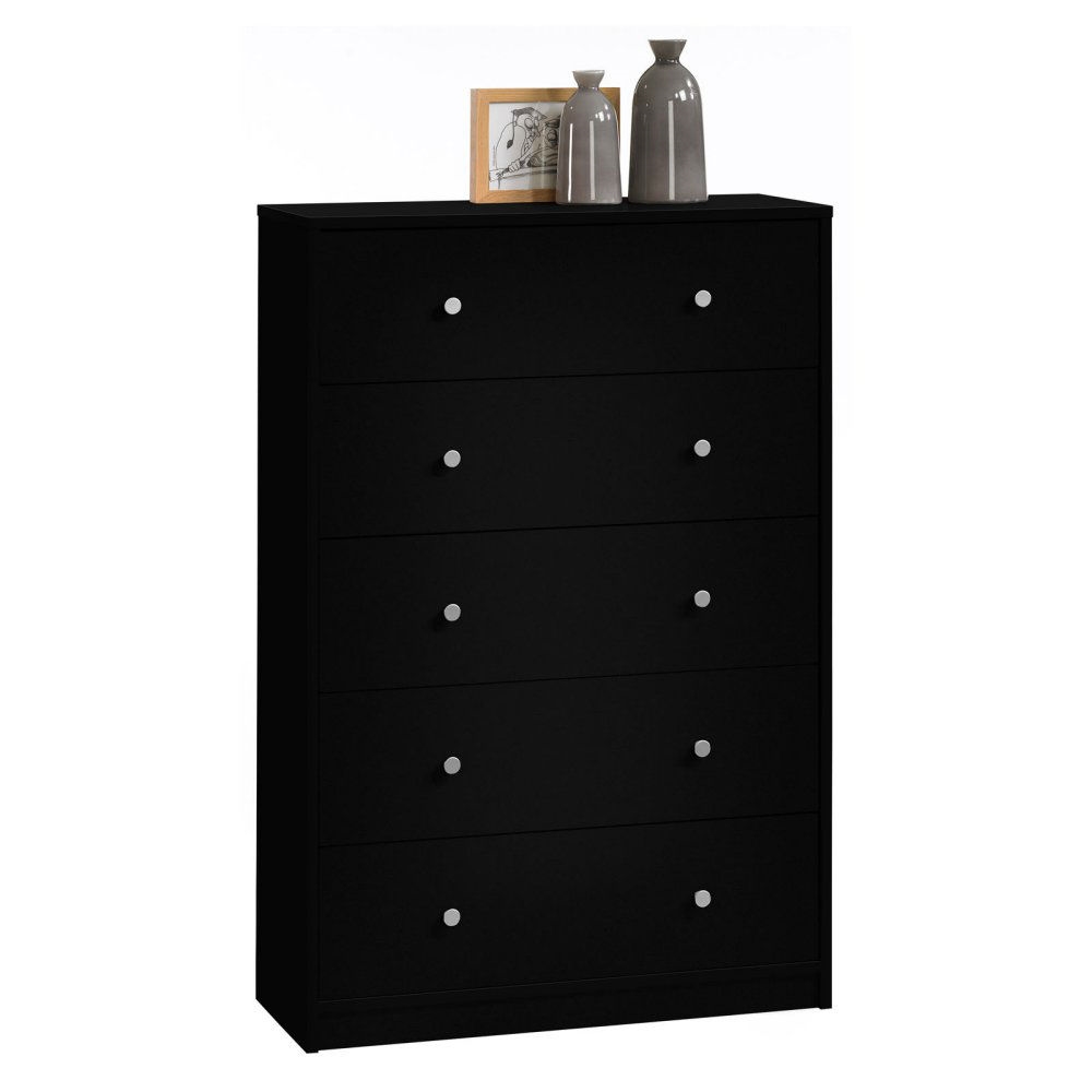 FaFurn - Modern 5-Drawer Chest in Black