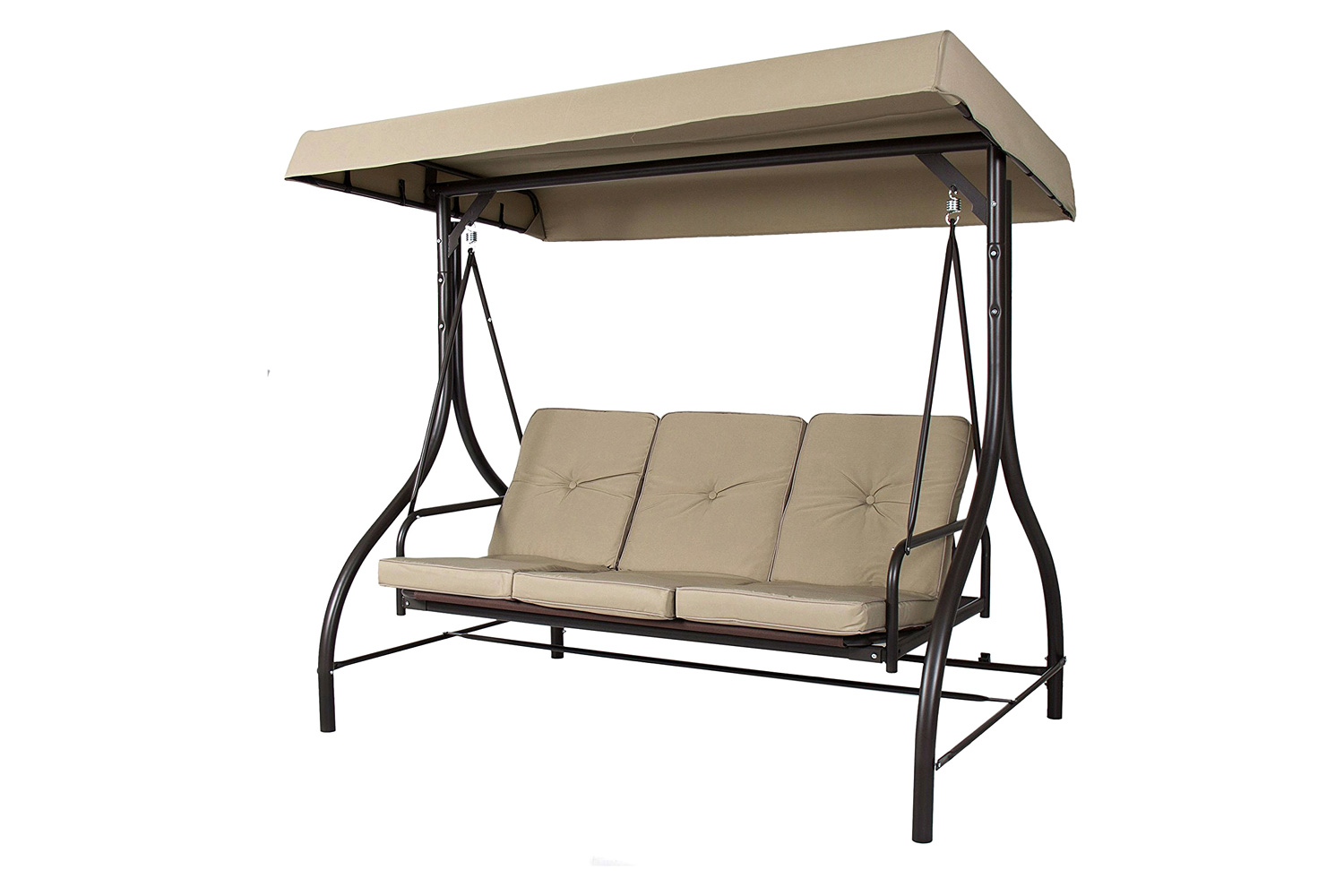 FaFurn - 3-Seat Outdoor Porch Deck Patio Canopy Swing with Cushions