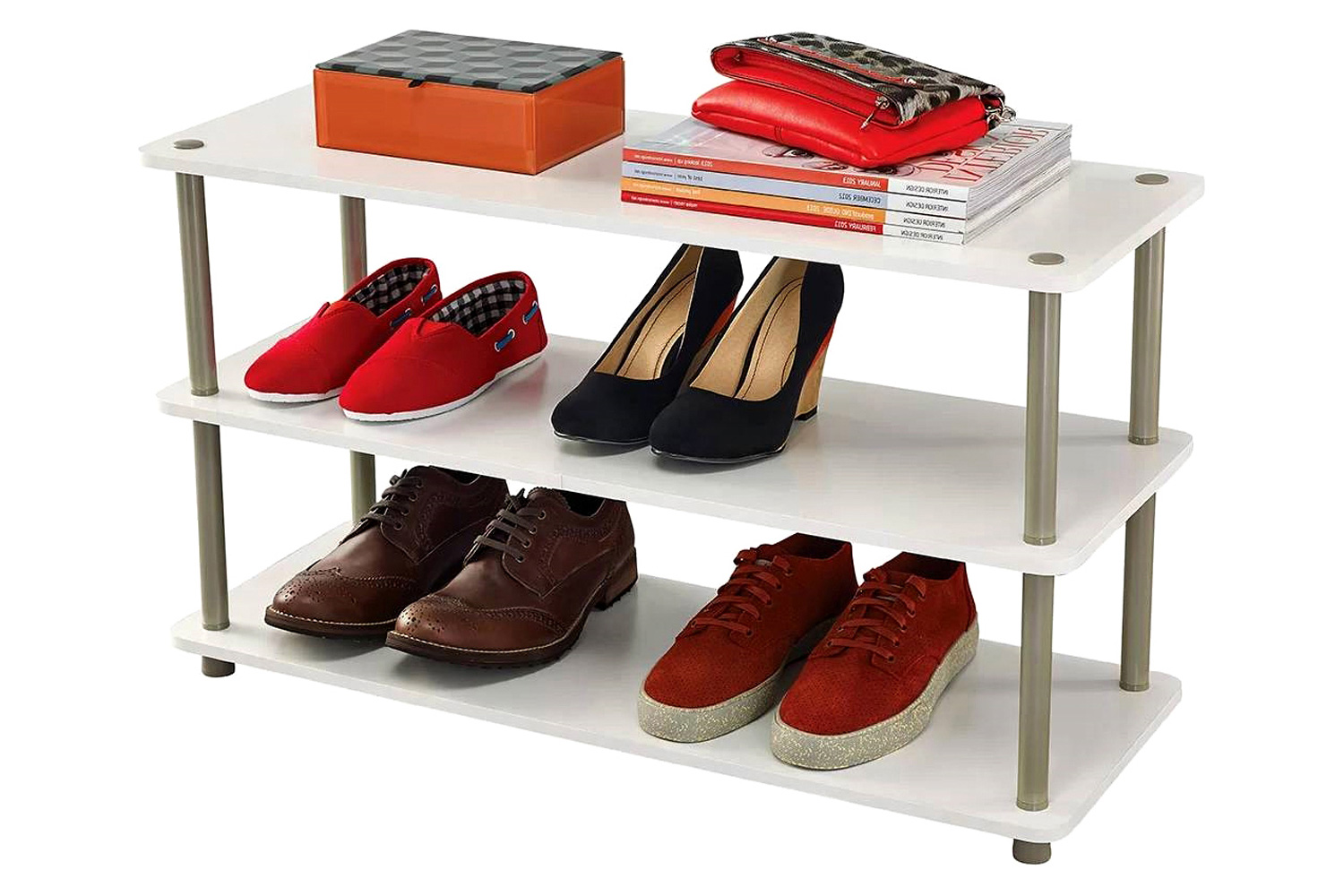 FaFurn - 3-Shelf Modern Shoe Rack Holds Up To 12 Pair of Shoes