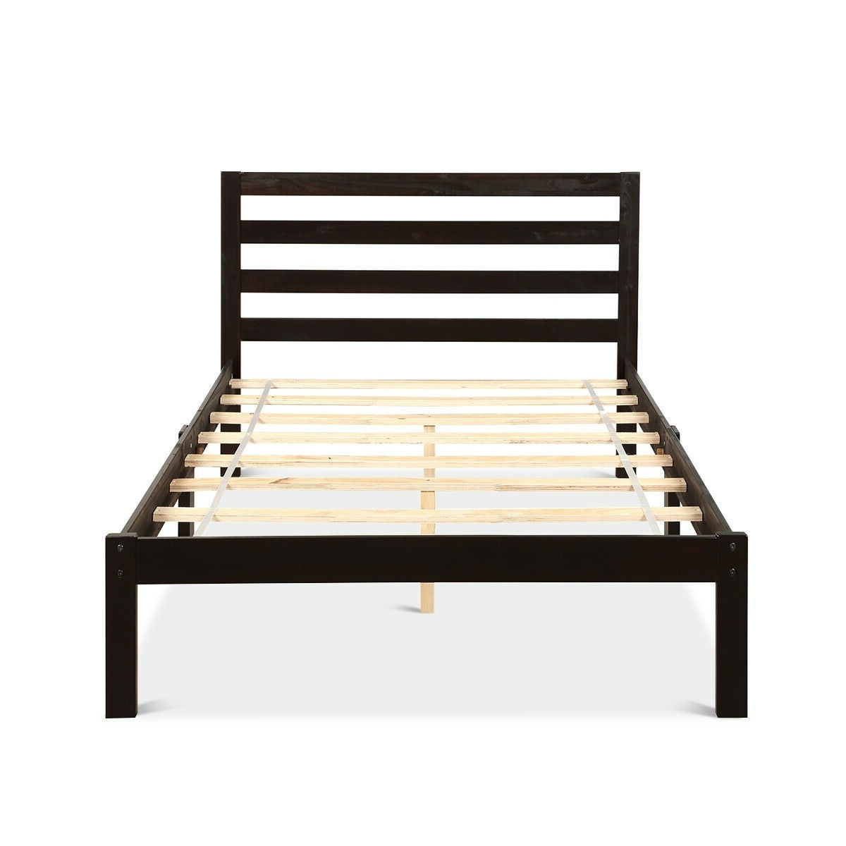 FaFurn - Twin Size Platform Bed Frame with Headboard in Espresso, Wood