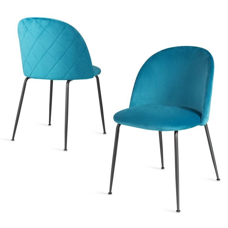 FaFurn - Set of 2 Modern Dining Chairs with Metal Legs