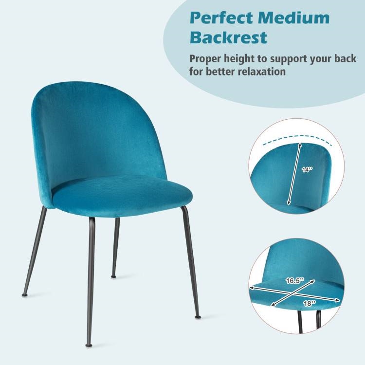 FaFurn Set of 4 Modern Dining Chairs with Ergonomic Backrest - Teal Blue