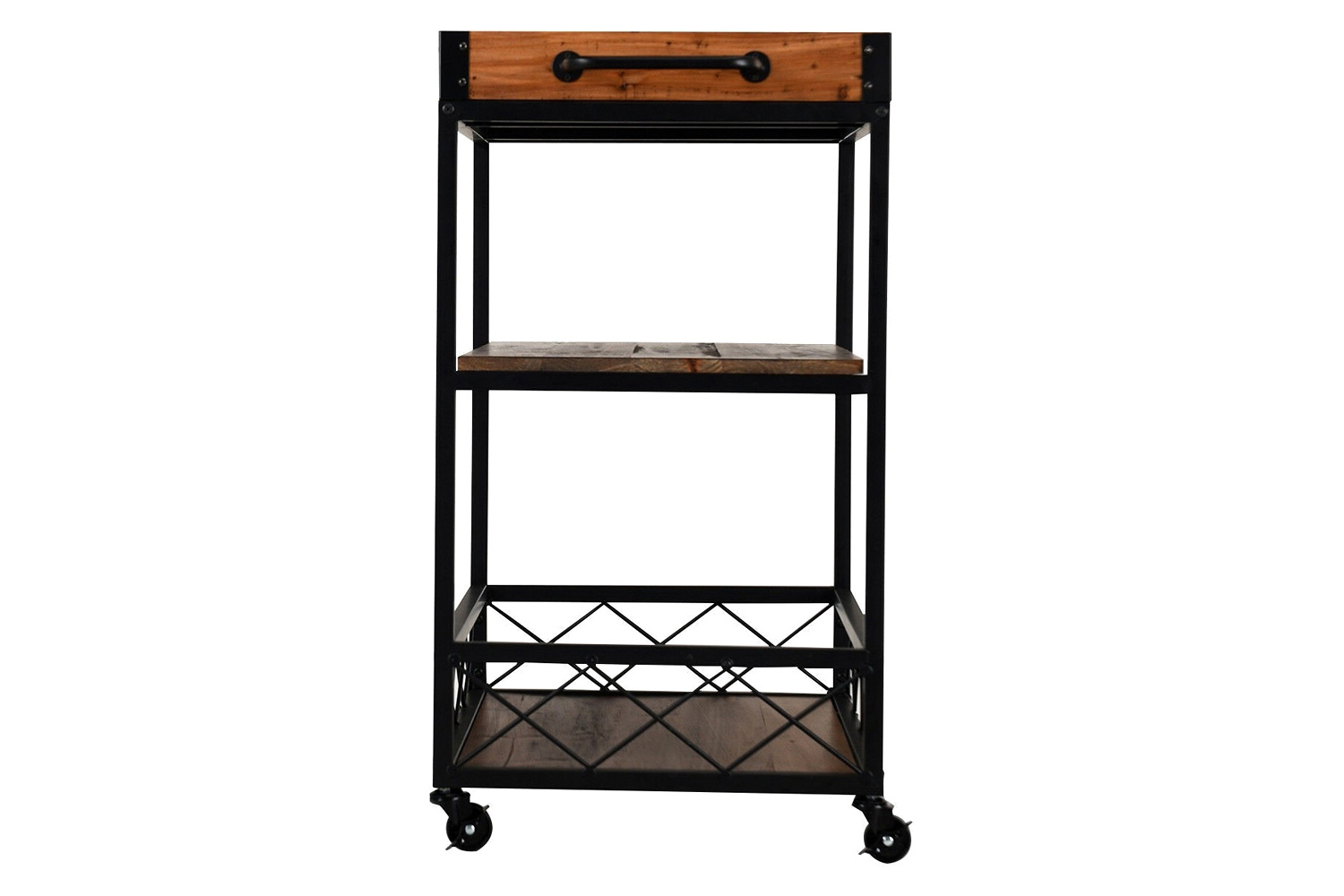 FaFurn - Wood Iron Kitchen Cart with Removeable Tray Top and Wheels