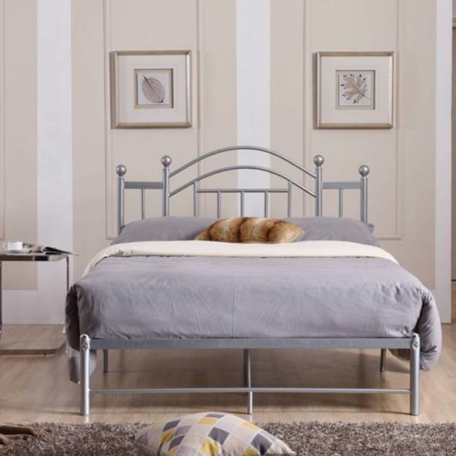 FaFurn - Twin Size Platform Bed Frame with Headboard in Silver, Metal