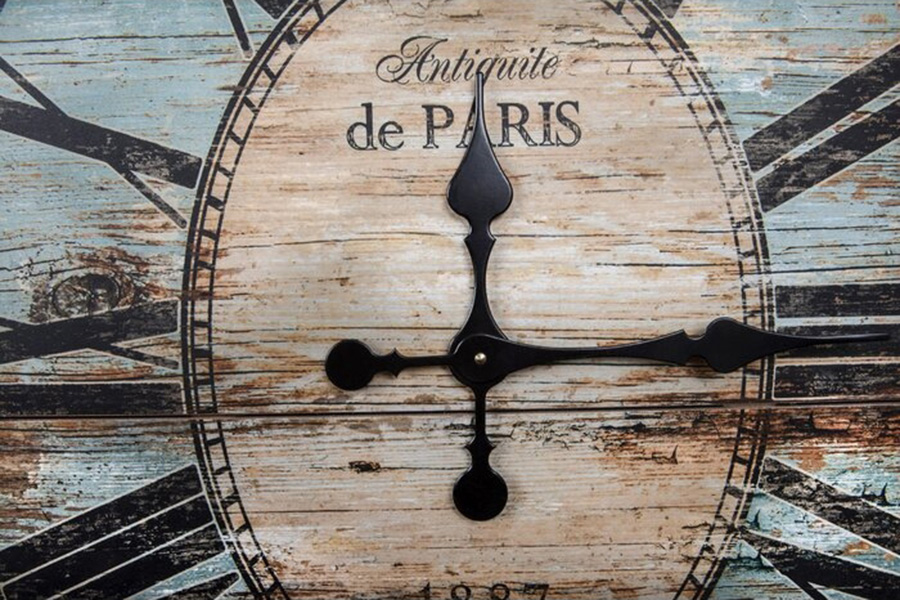 FaFurn Oversized Distressed Paris Wood Wall Clock - Turquoise