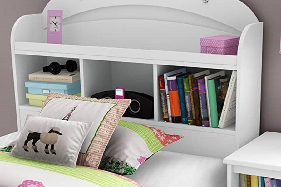 FaFurn - Twin Size Bookcase Headboard in White Wood Finish