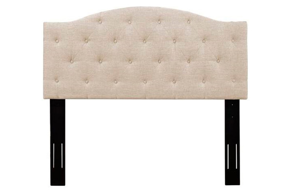 FaFurn - Twin Size Adjustable Button-Tufted Headboard in Beige, Fabric