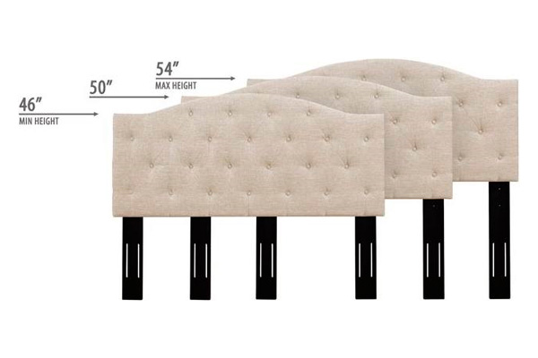 FaFurn - Twin Size Adjustable Button-Tufted Headboard in Beige, Fabric