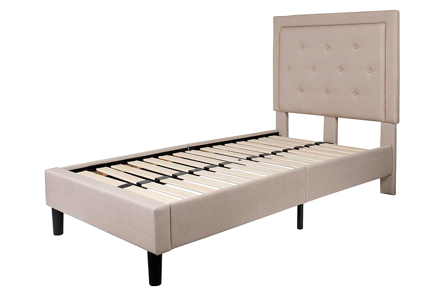 FaFurn - Upholstered Platform Bed Frame with Button Tufted Headboard