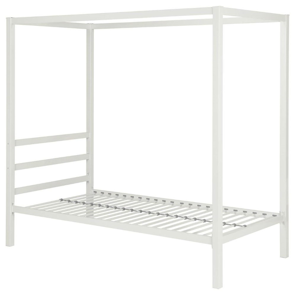 FaFurn - Twin Size Platform Canopy Bed Frame in White, Metal