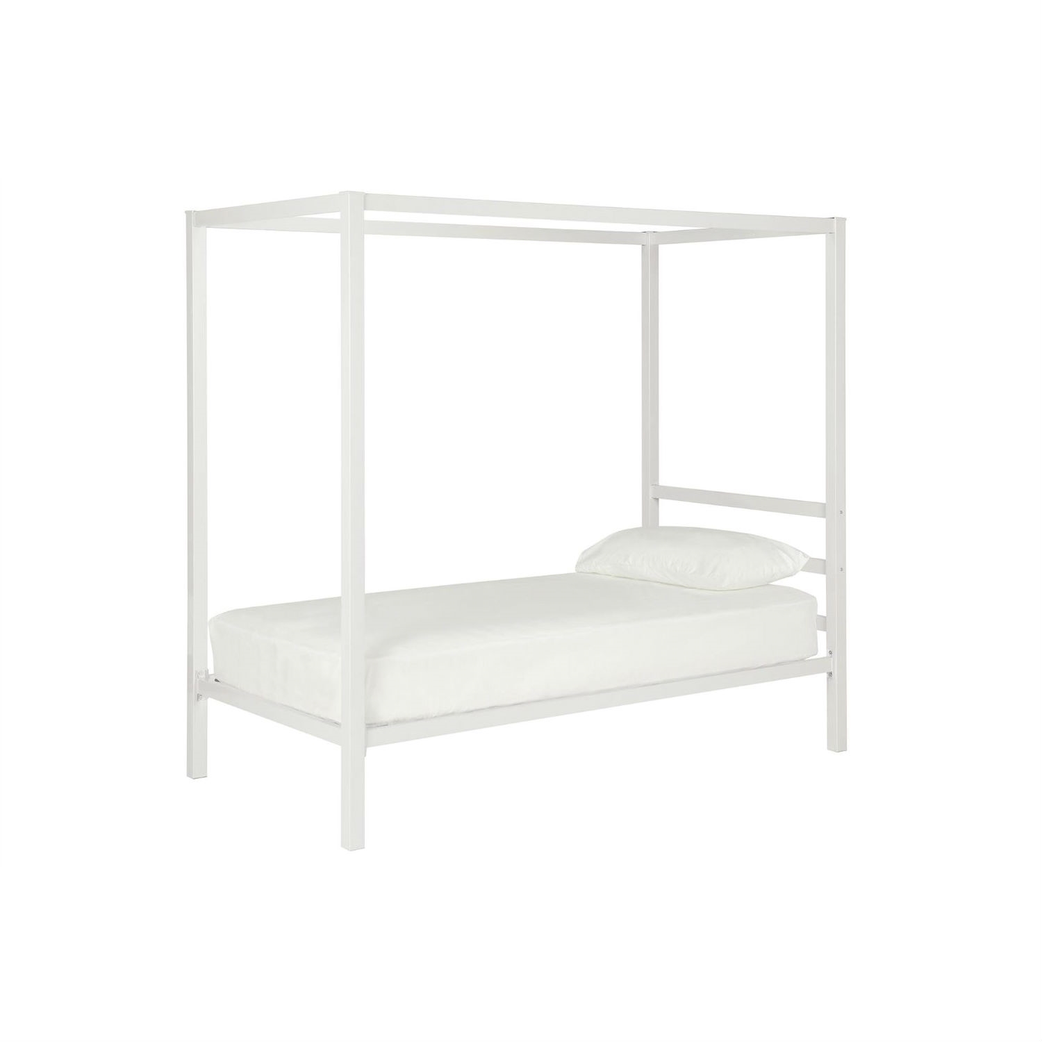 FaFurn - Twin Size Platform Canopy Bed Frame in White, Metal