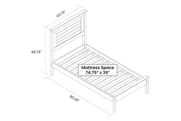 FaFurn - Farmhouse Twin Size Platform Bed  in Gray, Wood