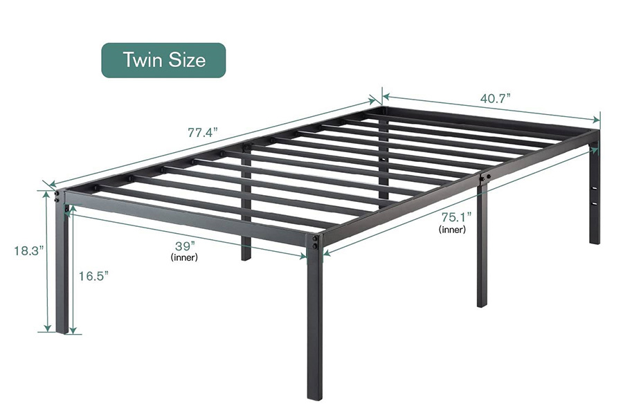 FaFurn 18-Inch Metal Platform Bed Frame with Under-Bed Storage Space - Twin Size