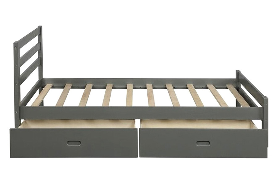 FaFurn Low Profile 2 Drawer Storage Platform Bed - Gray, Twin Size