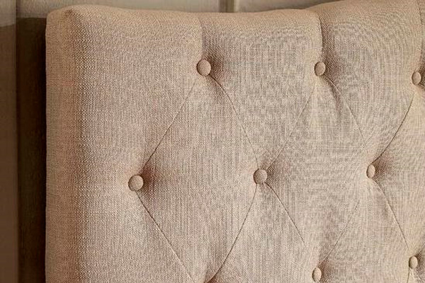 FaFurn - Twin Size Button-Tufted Headboard in Ivory, Fabric