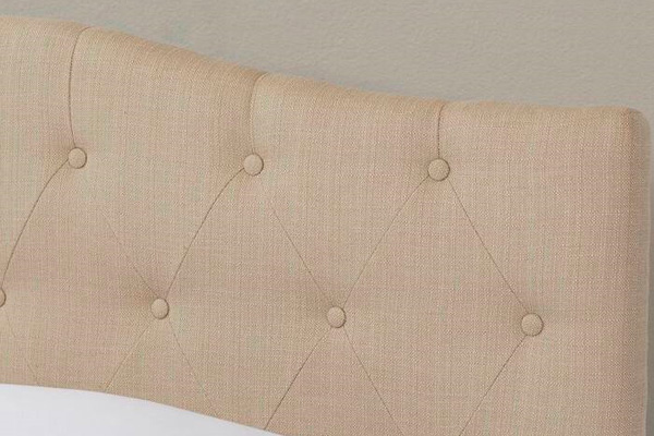 FaFurn - Twin Size Button-Tufted Headboard in Ivory, Fabric