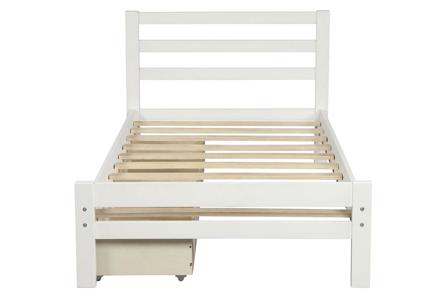 FaFurn Low Profile 2 Drawer Storage Platform Bed - White, Twin Size