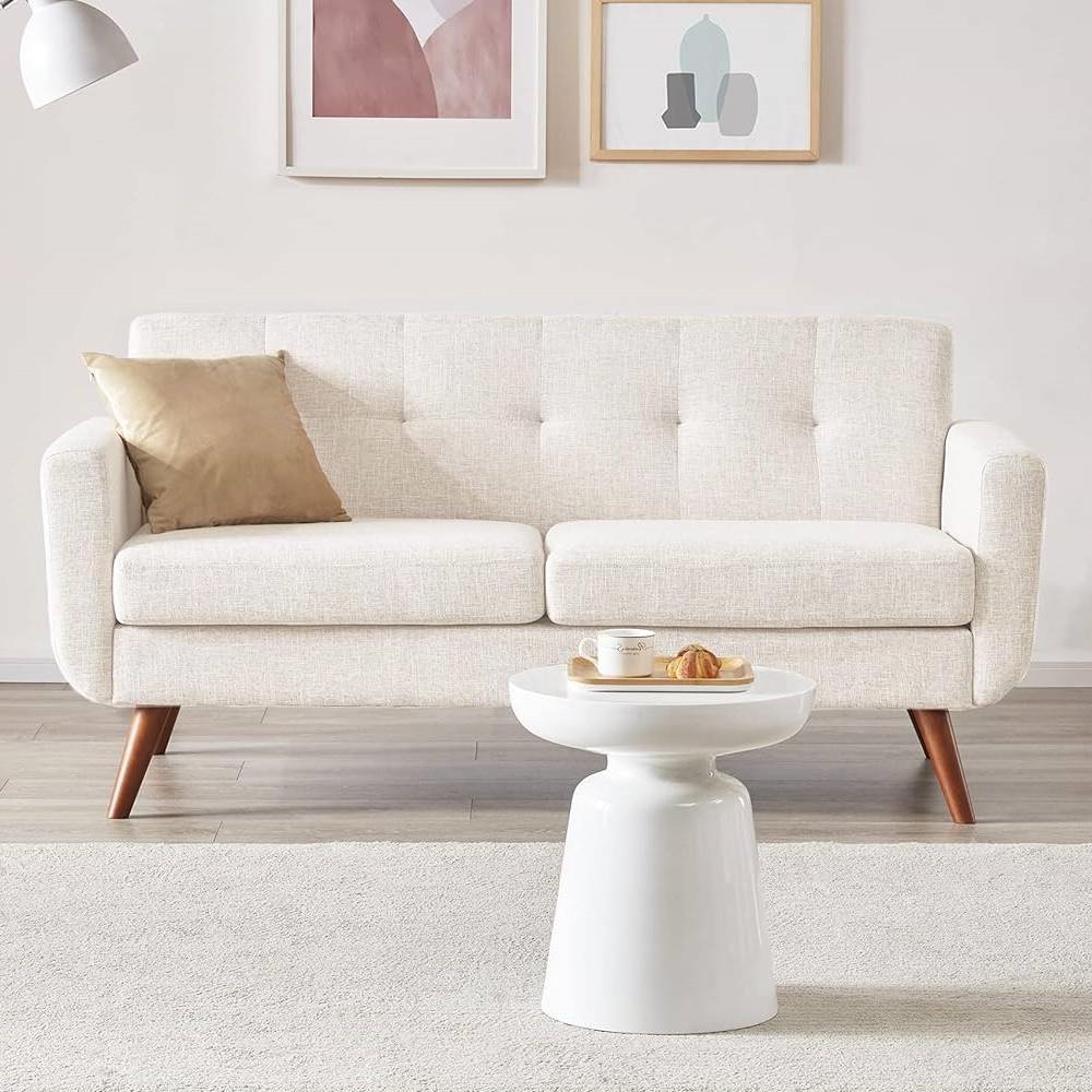 FaFurn Modern Loveseat - Beige, Cotton/Polyester