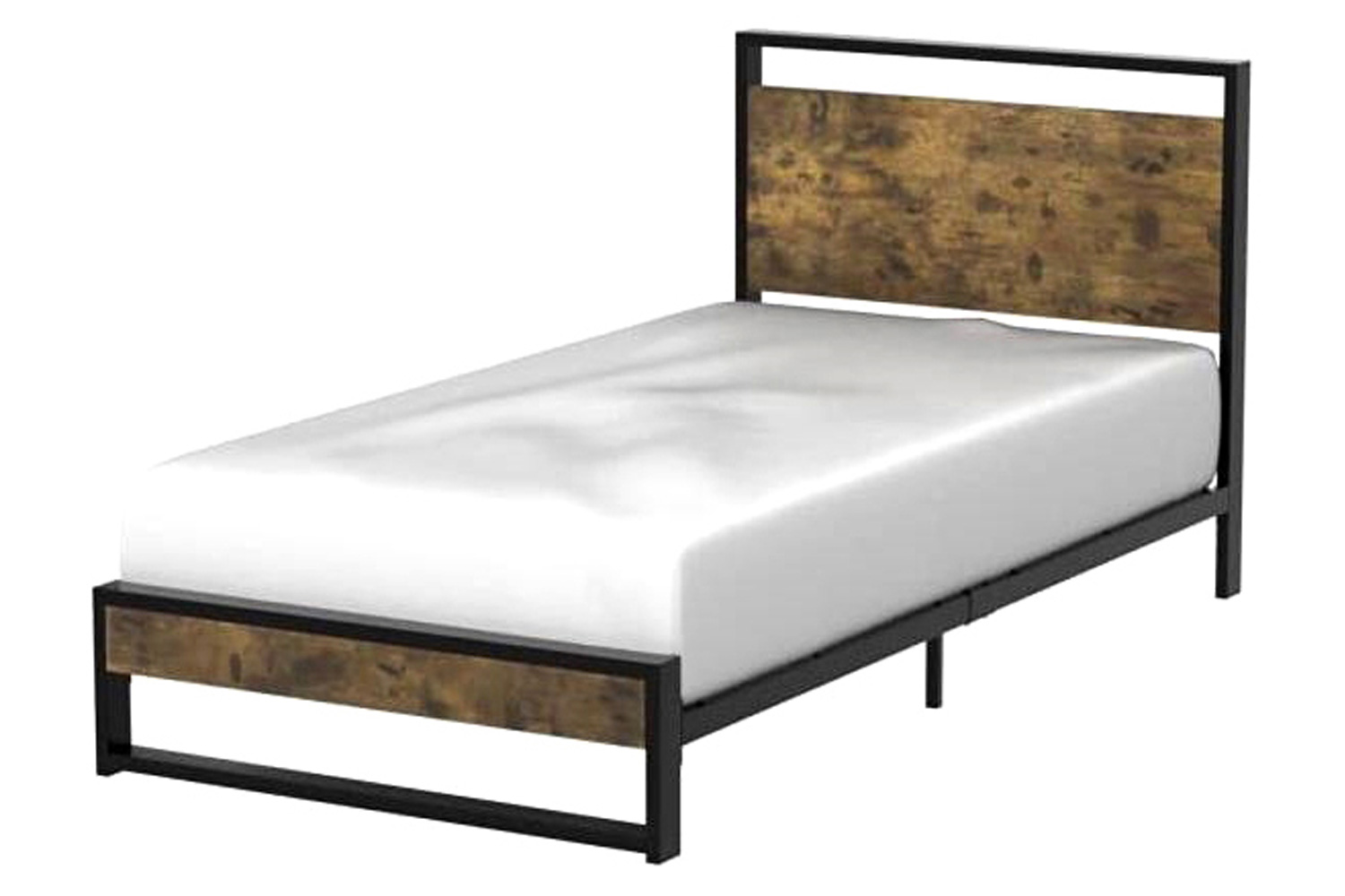 FaFurn - Modern Farmhouse Platform Bed Frame with Wood Panel Headboard Footboard