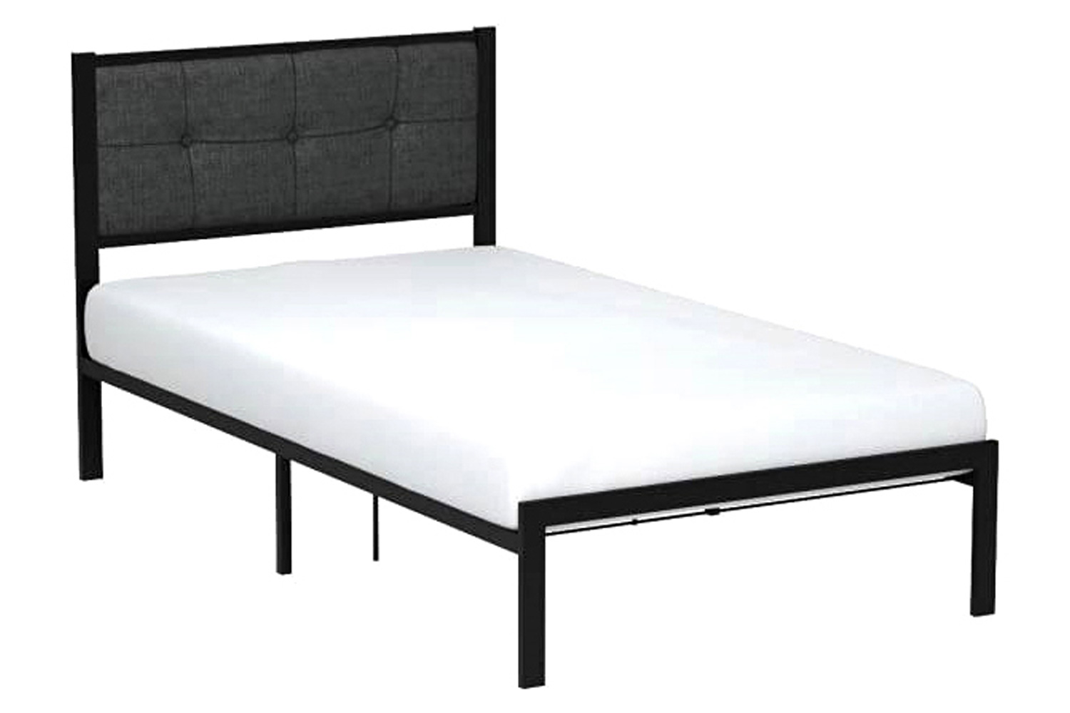 FaFurn - Metal Platform Bed Frame with Button Tufted Upholstered Headboard