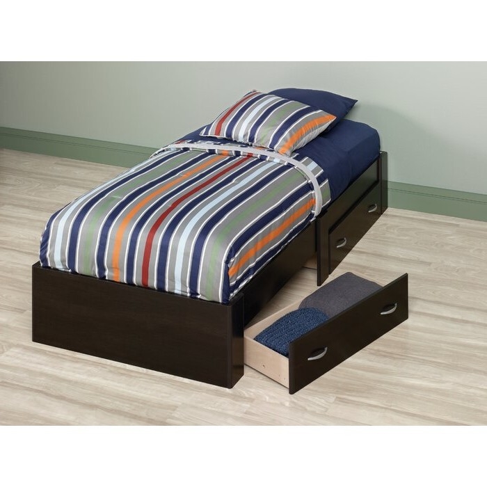 FaFurn - Twin Size Platform Bed Frame with 2 Drawers in Cinnamon Cherry